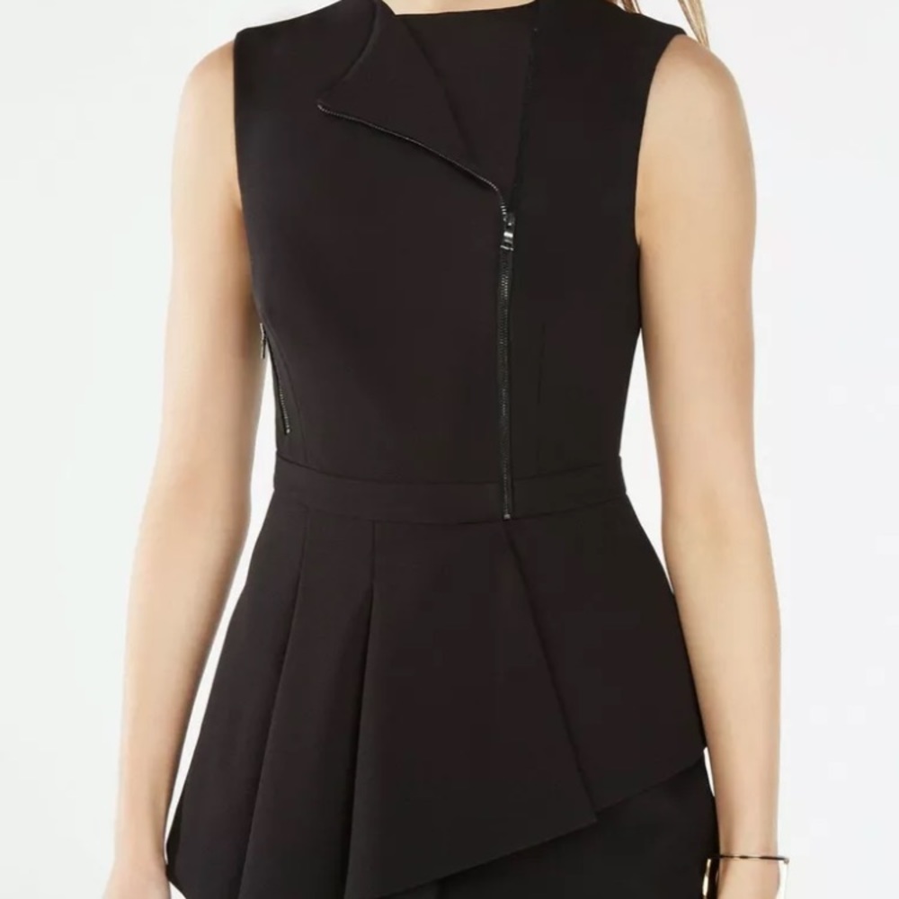 BCBGMaxAzria Black Asymmetrical Sleeveless Dress